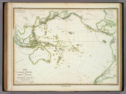 Berghaus' Physikalischer Atlas (1837-1848)
3.9. Karte von dem Vulkan Gürtel und den Central Gruppen des Grossen Oceans (1838)