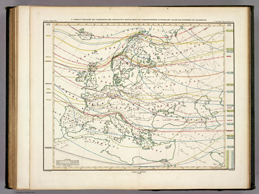 Berghaus' Physikalischer Atlas (1837-1848)
5.5. J. Schouw's Übersicht der Verbreitung der wichtigsten Kultur-, Baum- und Strauchgewächse in Eüropa; mit Angabe der Isotheren und Isochimenen (1839)