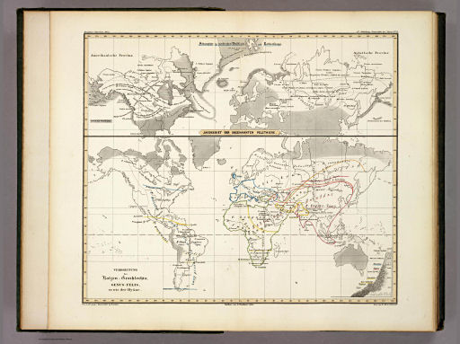 Berghaus' Physikalischer Atlas (1837-1848)
6.3. Jagdgebiet der sogenannten Pelzthiere. Verbreitung des Katzen-Geschlechts, Genus-Felis, so wie der Hyäne (1845)