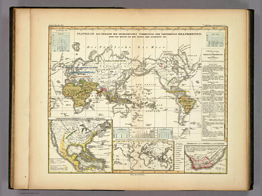 Berghaus' Physikalischer Atlas (1837-1848)
7.2. Planiglob zur Übersicht der geographischen Verbreitung der vornehmsten Krankheiten, denen der Mensch auf der ganzen Erde ausgesetzt ist
