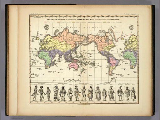 Berghaus' Physikalischer Atlas (1837-1848)
7.3. Planiglob zur Übersicht der verschiedenen Bekleidung's Weise der Bewohner des ganzen Erdbodens (1848)