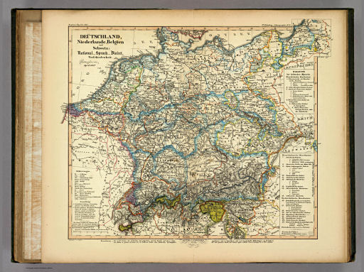 Berghaus' Physikalischer Atlas (1837-1848)
8.9. Deütschland, Niederlande, Belgien und Schweiz: National-, Sprach-, Dialect-Verschiedenheit (1848)