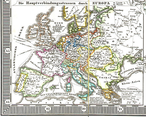 Diez: Deutschland, Niederlande, Belgien, Schweiz
Die Hauptverbindungsstrassen durch Europa
Hoofdwegen in Europa / Main roads in Europe