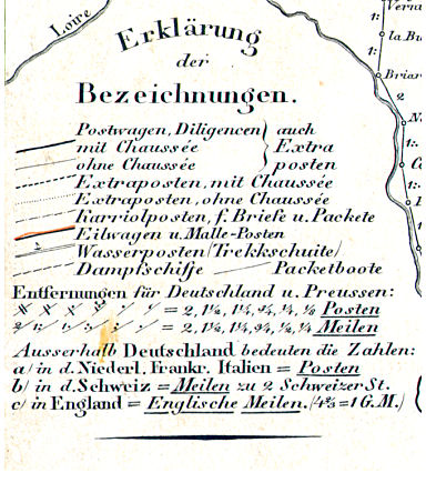 Diez, Bär: Post- und Reise-Karte von Deutschland ... (1833)
Legenda / Key to maps symbols