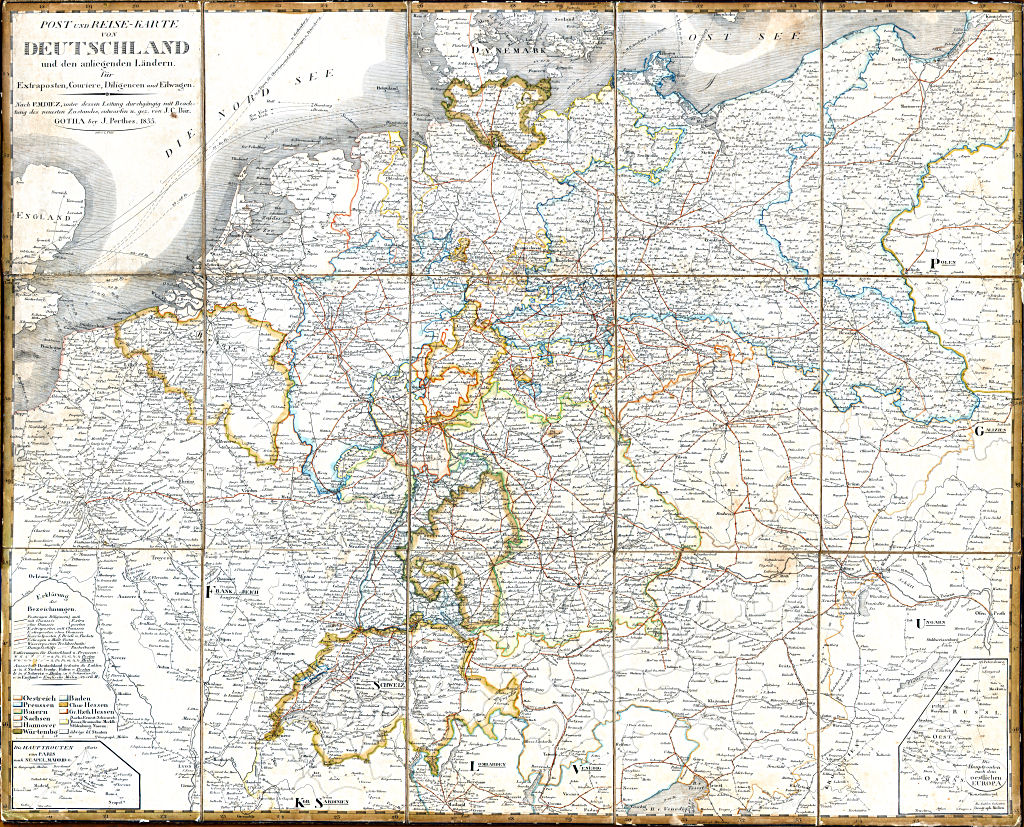 Diez, Bär: Post- und Reise-Karte von Deutschland ... (1833)