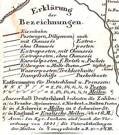 Diez, Bär: Post- und Eisenbahn-Karte von Deutschland ... (1846)
Legenda / Key to maps symbols