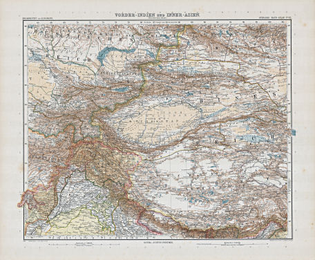 Stielers Hand-Atlas (1907)
62. Vorder-Indien und Inner-Asien (Nördliches Blatt)