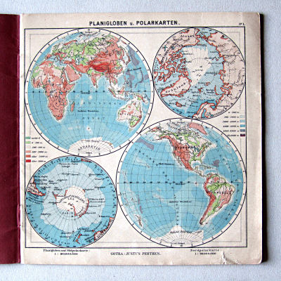 Justus Perthes' Kleinster Schulatlas, 1923
1. Planigloben u. Polarkarten