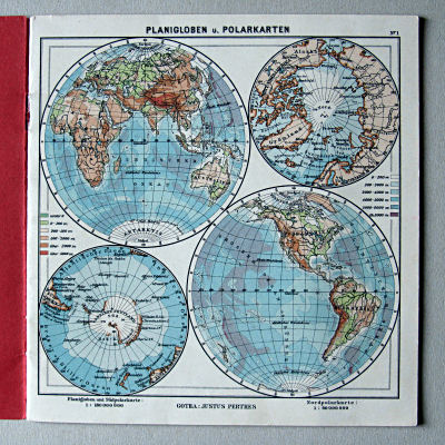 Justus Perthes' Kleinster Schulatlas, 1931
1. Planigloben u. Polarkarten