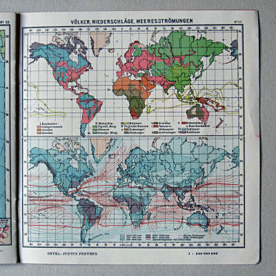 Justus Perthes' Kleinster Schulatlas, 1931
23. Völker, Niederschläge, Meeresströmungen