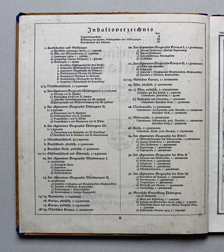 Haack, Thüringer Schulatlas, 1935
II. Inhaltsverzeichnis