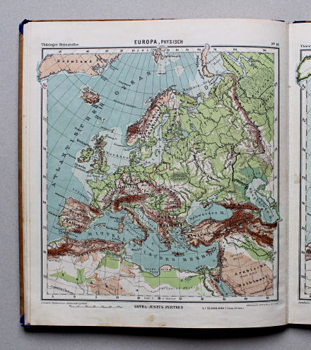 Haack, Thüringer Schulatlas, 1935
16. Europa, physisch