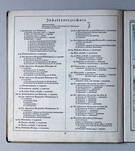 Haack, Thüringer Schulatlas, 1937
II. Inhaltsverzeichnis