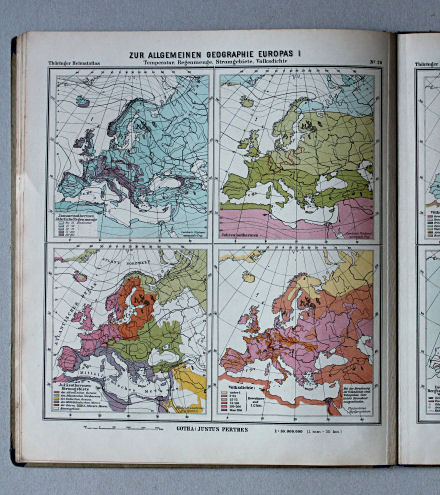 Haack, Thüringer Schulatlas, 1937
20. Zur allgemeinen Geographie Europas I