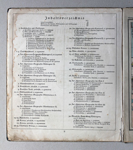 Haack, Thüringer Schulatlas, 1941
II. Inhaltsverzeichnis
