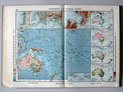 Haack-von Seydlitz, Oberstufen-Atlas, 1913
35. Australien und Südsee-Inseln