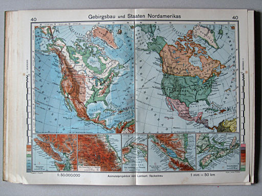 Haack-von Seydlitz, Oberstufen-Atlas, 1913
40. Gebirgsbau und Staaten Nordamerikas