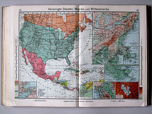 Haack-von Seydlitz, Oberstufen-Atlas, 1913
41. Vereinigte Staaten, Mexiko und Mittelamerika