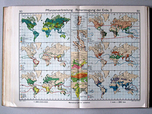 Haack-von Seydlitz, Oberstufen-Atlas, 1913
50. Pflanzenverbreitung. Roherzeugung der Erde, 2