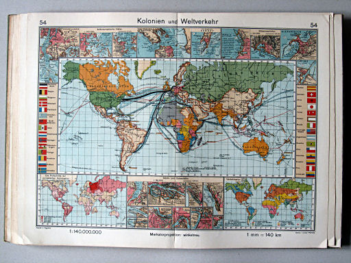 Haack-von Seydlitz, Oberstufen-Atlas, 1913
54. Kolonien und Weltverkehr