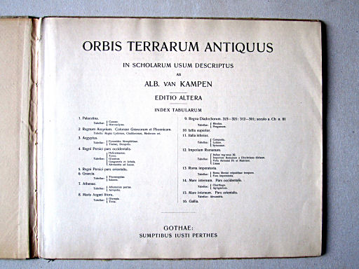 Orbis terrarum antiquus (1888)
Titelpagina, inhoudsopgave / Title page, table of contents
