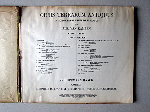 Orbis terrarum antiquus (1960)
Titelpagina, inhoudsopgave / Title page, table of contents