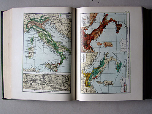Länderkunde, Handbuch zum Stieler (1926)
17. Fruchthaine Italiens. Kehrtunnel der Gotthardbahn bei Wassen
18. Klima, Wirtschaft und Bevölkerungsdichte der Apenninenhalbinsel