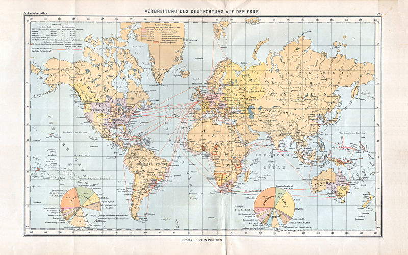 Perthes' Alldeutscher Atlas (1903)
1. Verbreitung des Deutschtums auf der Erde