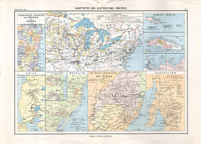 Perthes' Alldeutscher Atlas (1903)
5. Hauptsitze des Deutschtums Übersee