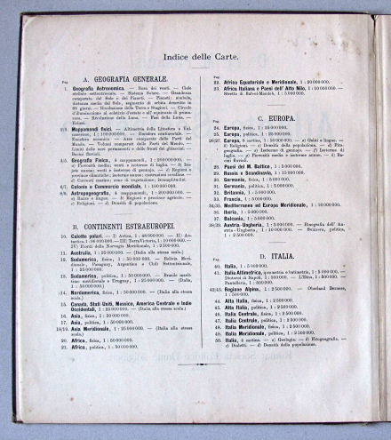Pasanisi, Atlante Scolastico Metodico, 1900
Inhoudsopgave / Table of contents