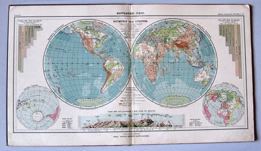 Pasanisi, Atlante Scolastico Metodico, 1900
2/3. Mappamondi fisici