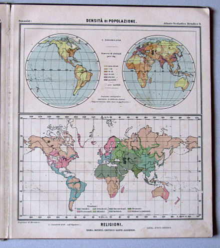 Pasanisi, Atlante Scolastico Metodico, 1900
9. Densità di popolazione. Religioni