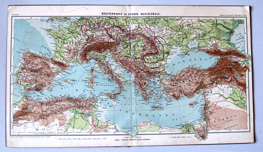 Pasanisi, Atlante Scolastico Metodico, 1900
34/35. Mediterraneo ed Europa Meridionale