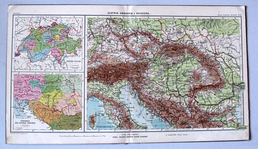 Pasanisi, Atlante Scolastico Metodico, 1900
38/39. Austria - Ungheria e Svizzera