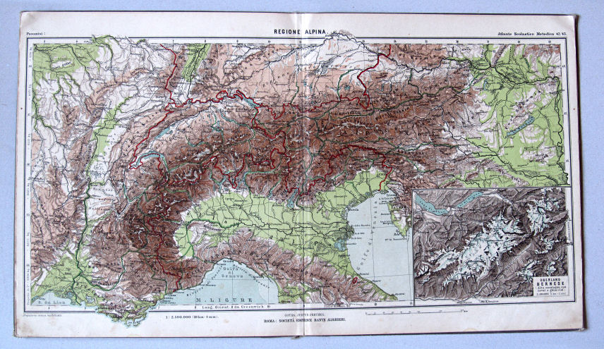 Pasanisi, Atlante Scolastico Metodico, 1900
42/43. Regione Alpina
