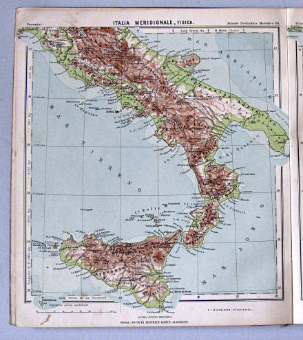 Pasanisi, Atlante Scolastico Metodico, 1900
48. Italia Meridionale, fisica