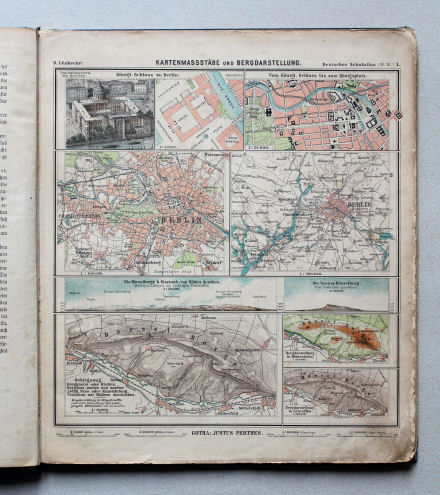 Lüddecke, Deutscher Schulatlas Mittelstufe, 1895
1. Kartenmassstäbe und Bergdarstellung