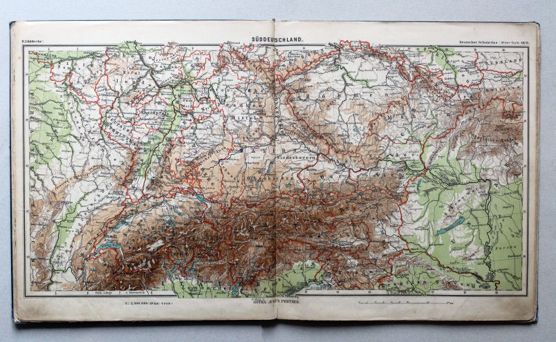 Lüddecke, Deutscher Schulatlas Mittelstufe, 1895
10/11. Süddeutschland