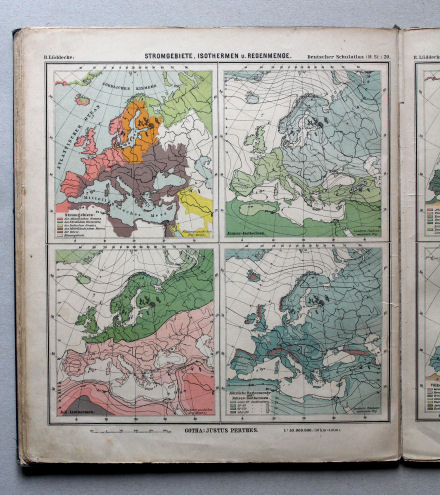 Lüddecke, Deutscher Schulatlas Mittelstufe, 1895
20. Europa: Stromgebiete, Isothermen u. Regenmenge