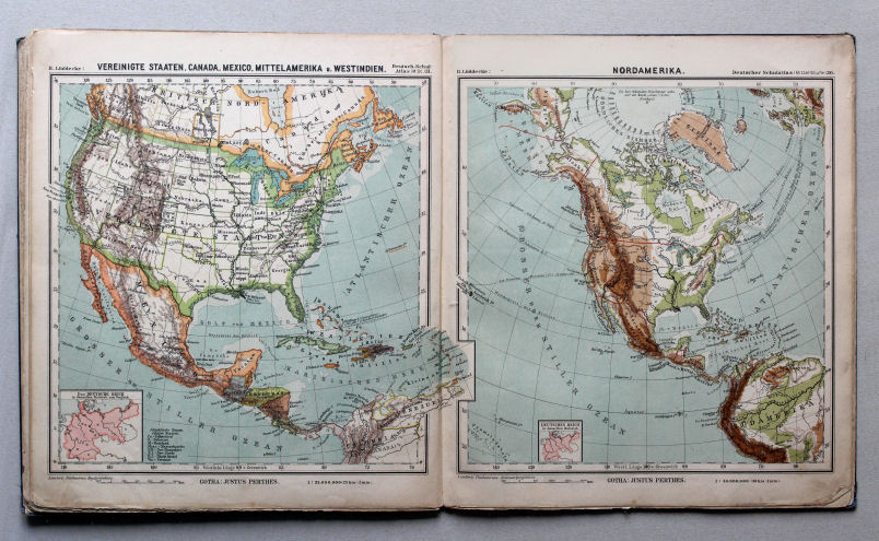 Lüddecke, Deutscher Schulatlas Mittelstufe, 1895
31. Vereinigte Staaten, Canada, Mexico, Mittelamerika u. Westindien
30. Nordamerika, physikalisch