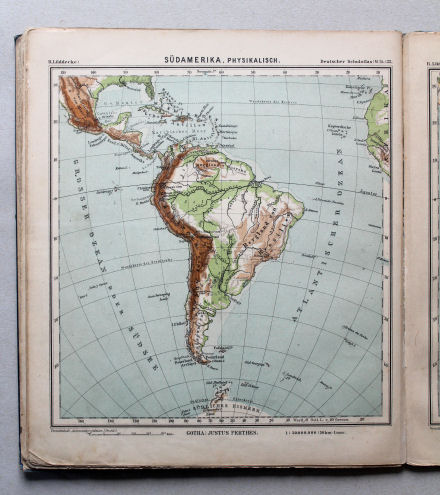 Lüddecke, Deutscher Schulatlas Mittelstufe, 1895
32. Südamerika, physikalisch