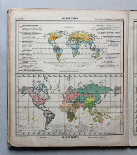 Lüddecke, Deutscher Schulatlas Mittelstufe, 1895
38. Kulturzonen, Völkerkarte