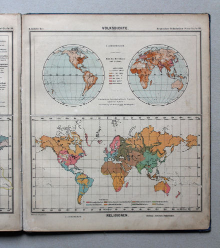 Lüddecke, Deutscher Schulatlas Mittelstufe, 1895
39. Volksdichte, Religionen