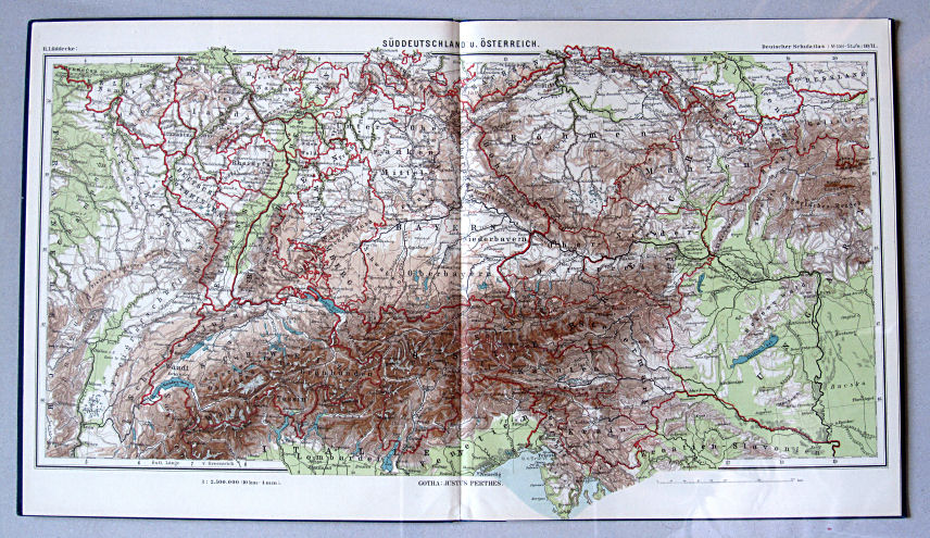 Lüddecke, Deutscher Schulatlas Mittelstufe, 1899
10/11. Süddeutschland u. Österreich