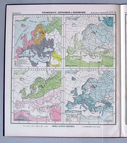 Lüddecke, Deutscher Schulatlas Mittelstufe, 1899
28. Europa: Stromgebiete, Isothermen u. Regenmenge