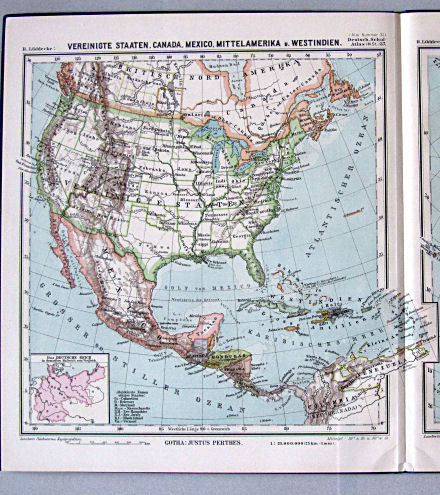Lüddecke, Deutscher Schulatlas Mittelstufe, 1899
37. Vereinigte Staaten, Canada, Mexico, Mittelamerika u. Westindien