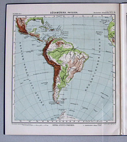 Lüddecke, Deutscher Schulatlas Mittelstufe, 1899
38. Südamerika, physisch