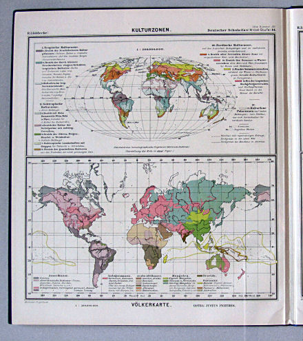 Lüddecke, Deutscher Schulatlas Mittelstufe, 1899
44. Kulturzonen, Völkerkarte