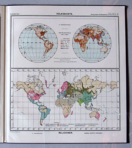 Lüddecke, Deutscher Schulatlas Mittelstufe, 1899
45. Volksdichte, Religionen
