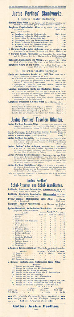 Lüddecke, Deutscher Schulatlas Mittelstufe, 1899
Losse fondslijst Justus Perthes, 1898 / Separate publishers list Justus Perthes, 1898